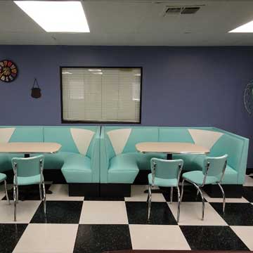 HongKong Kaufmann diner-1950s American retro diner U shape booth seating and table, retro diner chairs set gallery